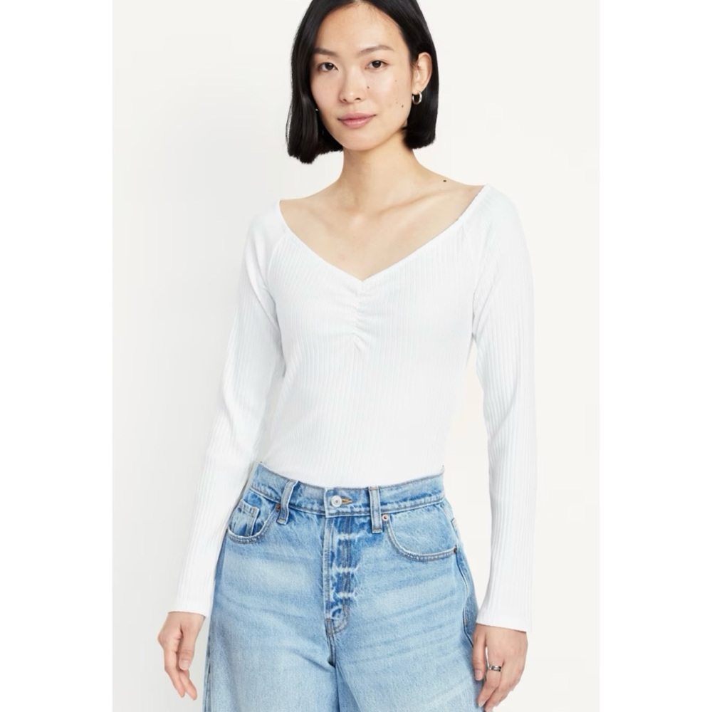 🆕 NWT Old Navy Cinched Rib-Knit Top in White